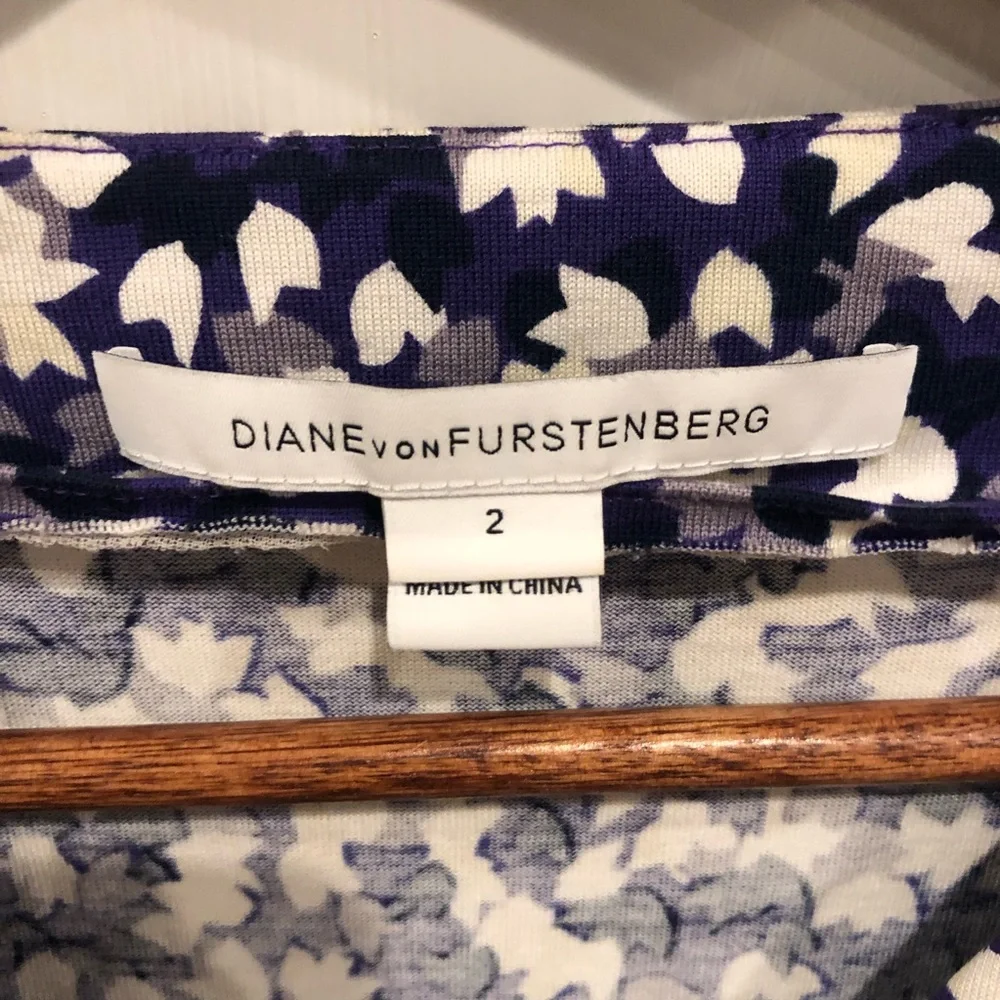 Diane Von Furstenberg Purple White New Julian Two Wrap Dress Jersey Knit - Picture 3 of 9